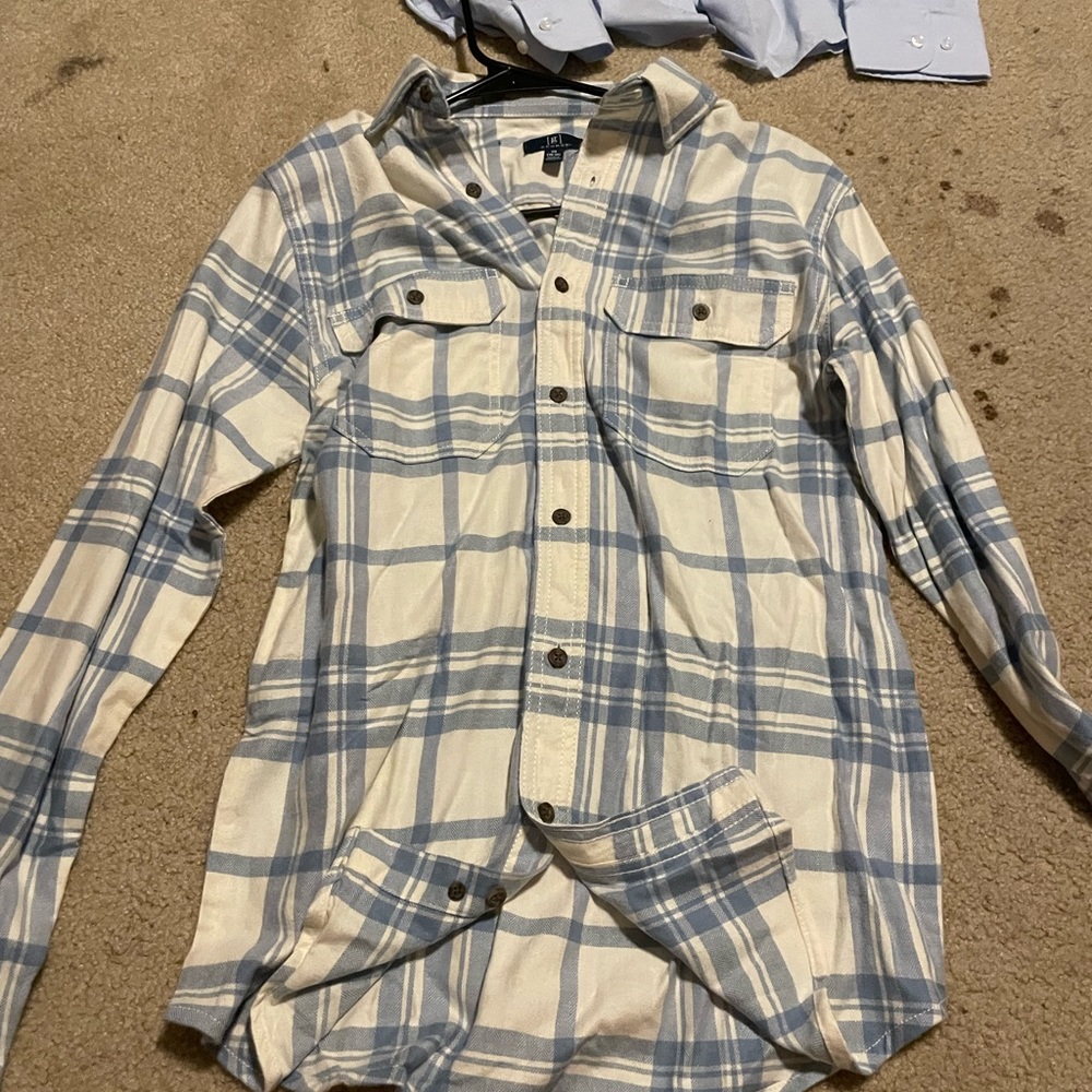 light blue flannel